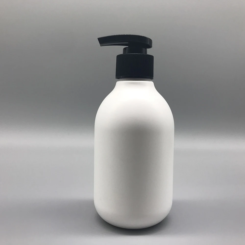 Eco friendly plastic HDPE 10oz 300ml empty round white shampoo bottles with lotion pump