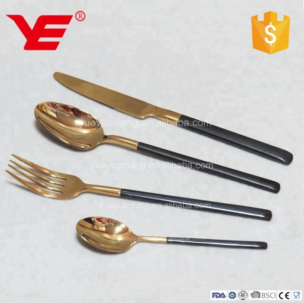 Kitchen 304 Stainless Steel Bulk PVD Gold Cutlery for Weddings
