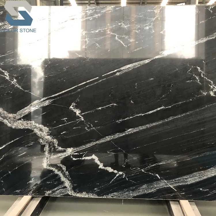 Polished black horse granite slabs black granite price m2