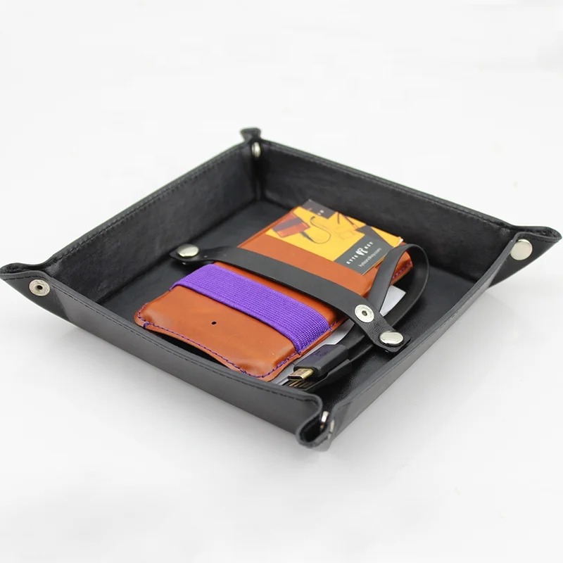
Hot sale Leather Storage Organizer Key Jewelry Catchall Valet Game Tray 