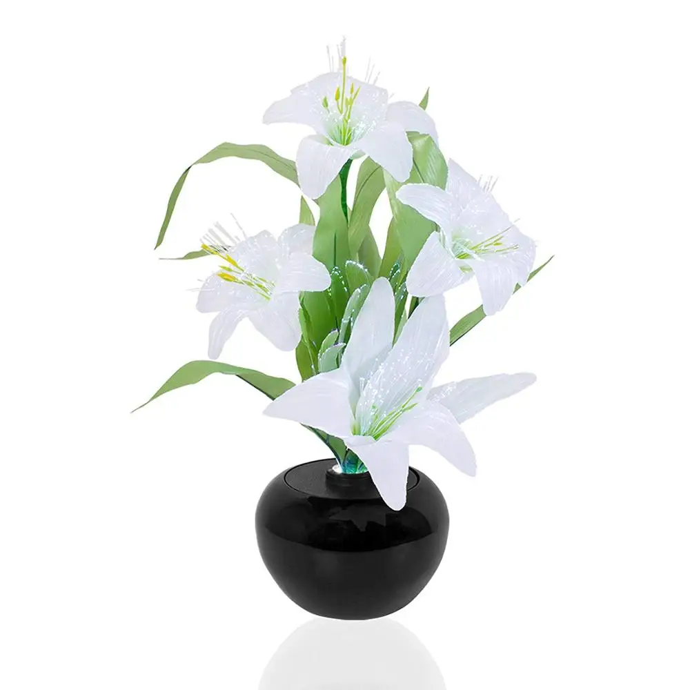 LED plastic  color changing fiber optic Lily  flower lamp  for home decoration