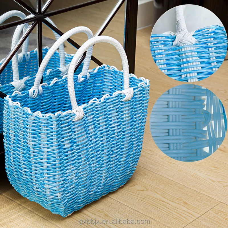 Rattan Storage Basket Customized White Plastic Weave Baskets for Clothes Wholesale Sundries 30x13x21cm Plastic Fruit 2000pcs