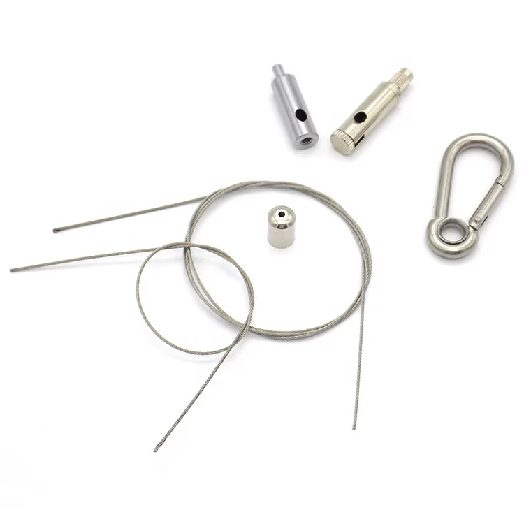 Custom 1.2mm adjustable led hanging wire lights suspension cable kit with ceiling attachment gripper