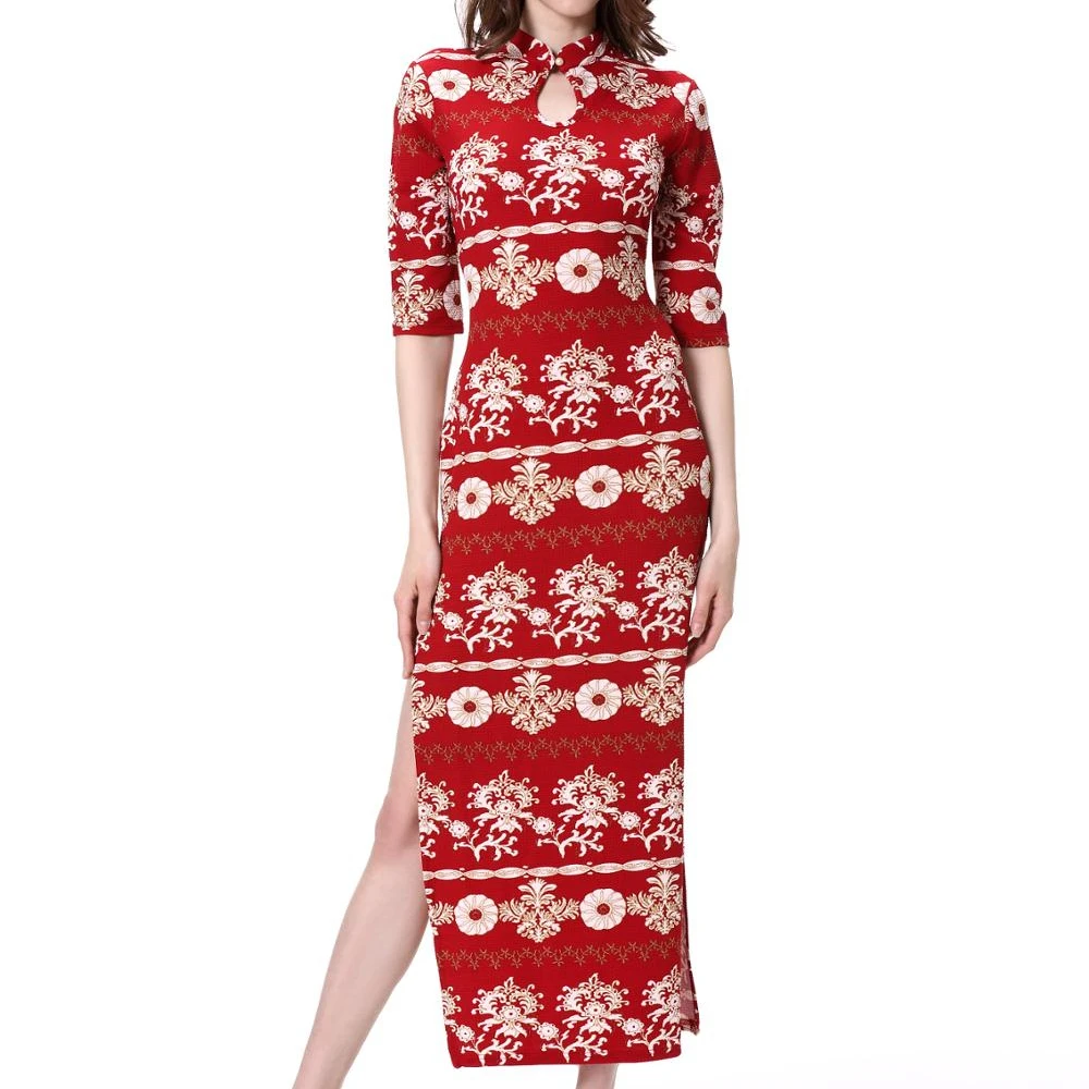 Split Open Leg Ladies Traditional Chinese Dress Qipao