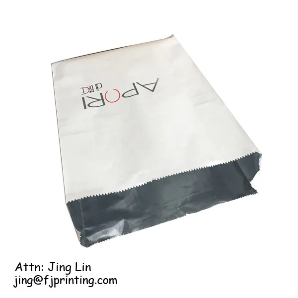 Custom printing aluminum foil greaserpoof kebab grill BBQ food packaging paper bag