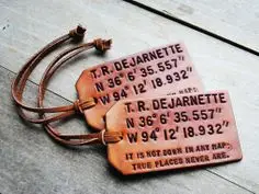 Handstamped Leather Luggage Tag Personalized Engrave Leather Luggage Tag Travel Single Sided Monogrammed for wedding favor