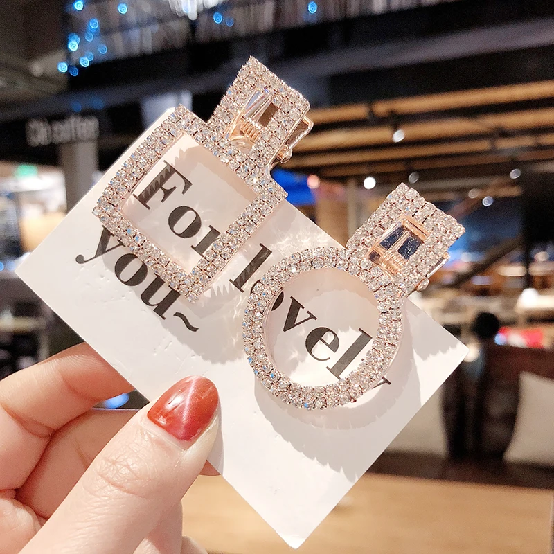 AHC19584 Wholesale New Fashion Luxury Crysta Rhinestone Hair Clips Barrette Alligator Heart Hair Clips For Wedding Women Girls