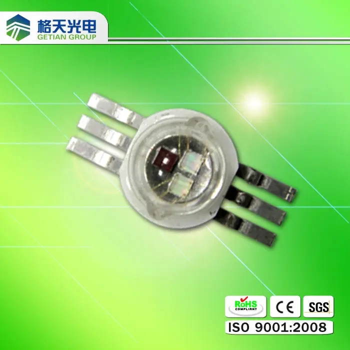 High efficiency superflux 6 pins RGB 3W high power LED