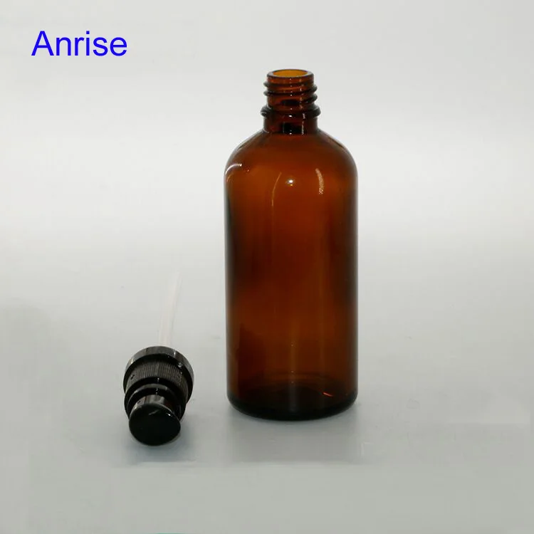 30ml 50ml 100ml Amber Glass Treatment Pump Spray Serum Bottle Empty Brown Duck Spray Essential Oil Bottle with Black Spray Cap