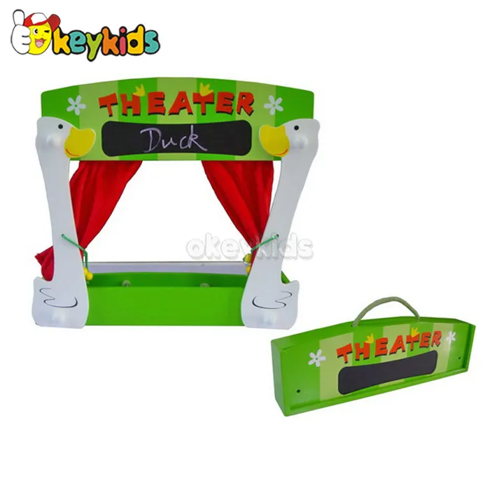 2016 wholesale kids wooden toy puppet theatre, funny wooden toy puppet theatre, most popular wooden toy puppet theatre W10D140