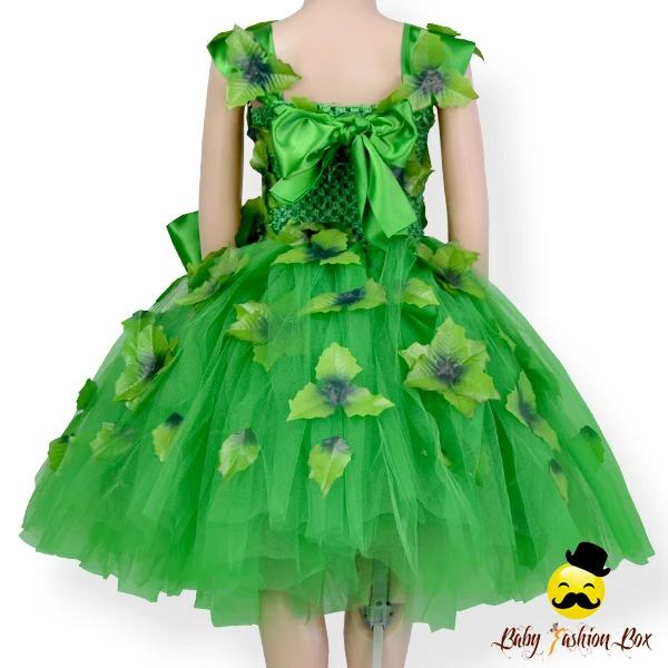 Remake Fairy Kids Handmade Plain Green Tulle Leave Applique With Bow Tie Princess Little Girl Puffy Party Chevron Wedding Dress