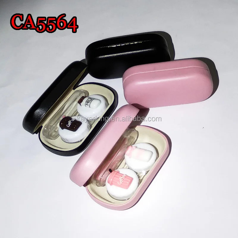 coffee and milk deco PU cover iron colorful contact lens case CA5564