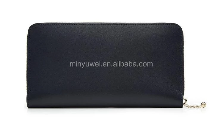 Fashion hand-crafted black women wallet trimmed with a gold-tone chain zip closure ladies mobile wallet