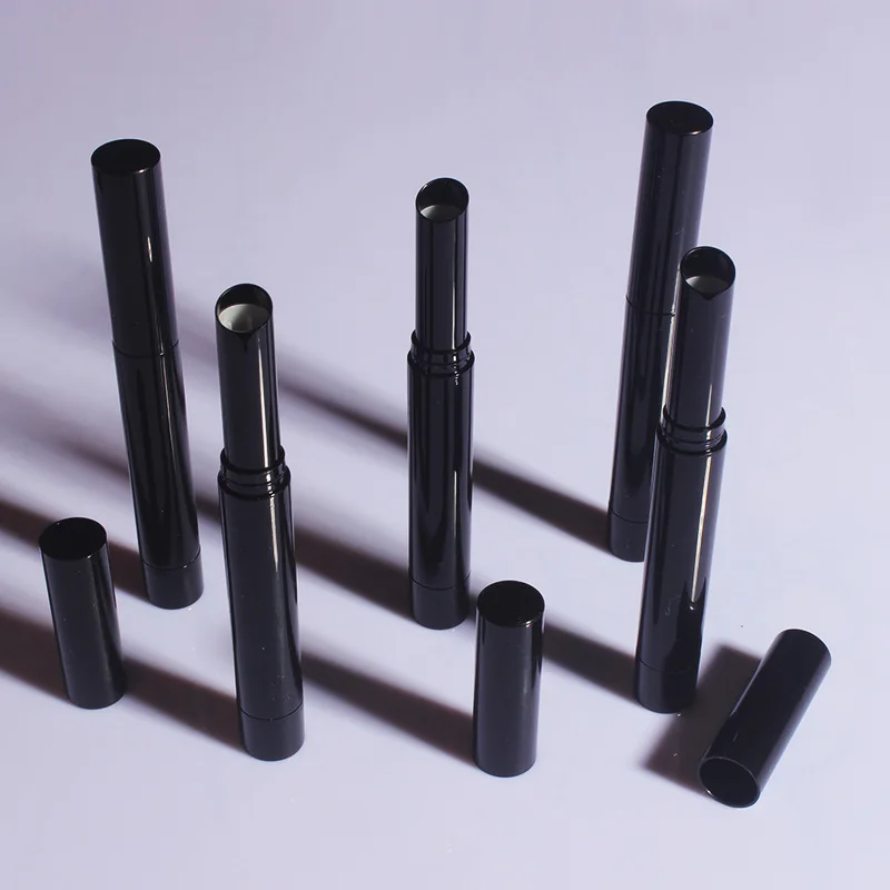 Wholesale long and thin empty black slim round lipstick tube