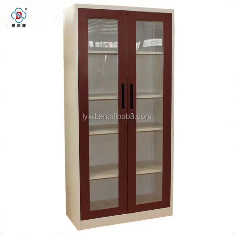 Dust-Proof book cabinet, metal files storage cabinet, glass door laboratory cabinet with shelves