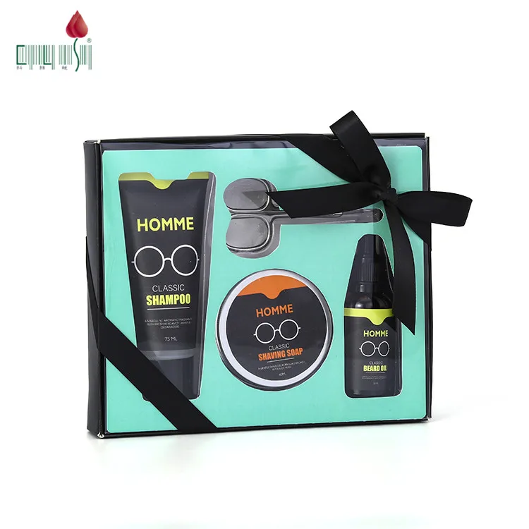 Factory price natural 4 pcs. shaving shampoo soap skin care oil shower gift skin care sets for women