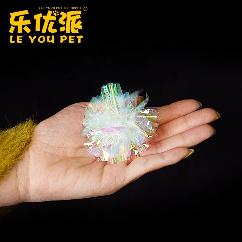 Leyou pet Colorful Environmental Health Kitten Playing Sound Crinkle Paper Balls, Ring Paper Cat Toy