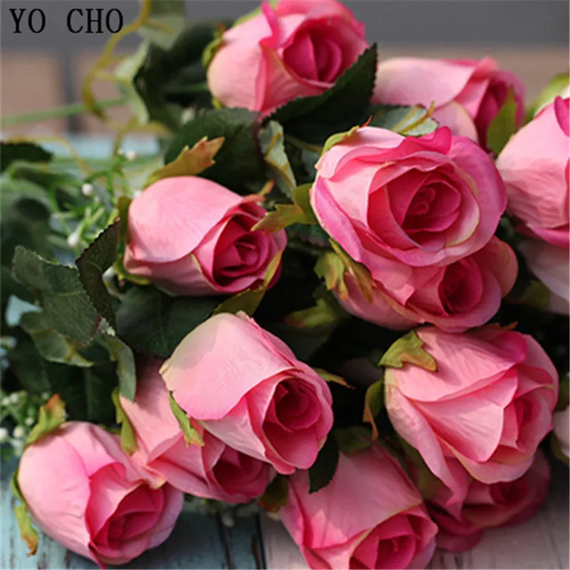 YO CHO table wedding decor realistic centerpiece flower cheap wedding decorations real touch artificial silk fabric flower