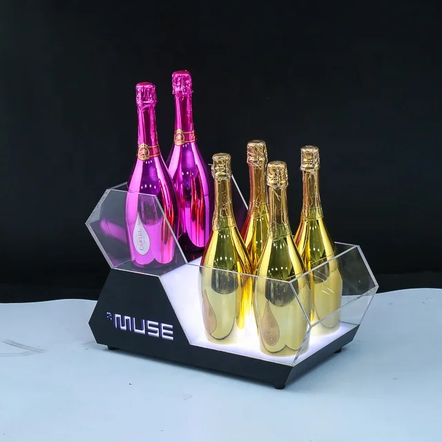 Two Floor Acrylic LED Champagne Ice Bucket 6 Bottles