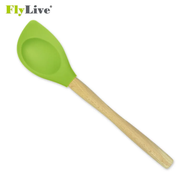 
Hot sale Multi-function Non-Stick Silicone Spatula and Spoon with Wooden Handle Kitchen Cooking Utensils 