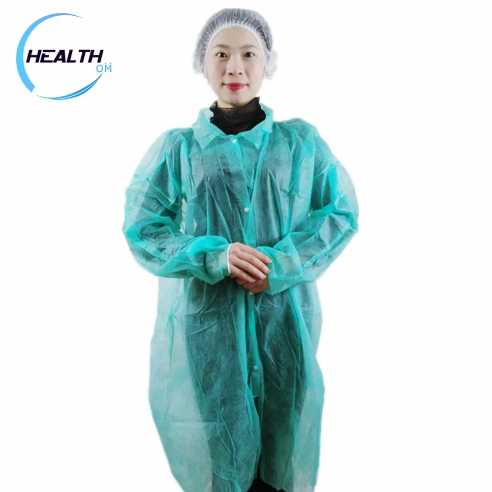 Disposable nonwoven pp lab coat hospital gown green