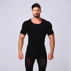 Professional manufacturer wholesale men elasticity breathable slim shapewear fit t shirt