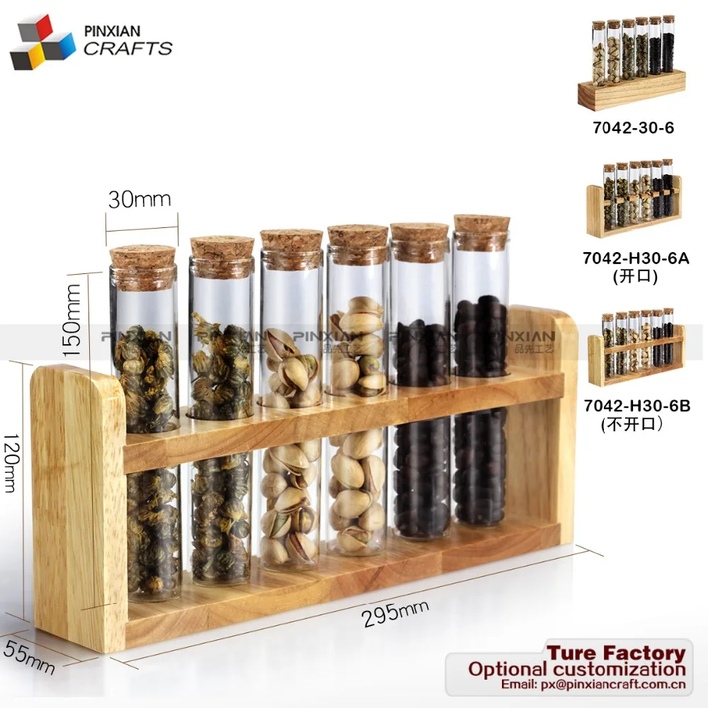 Diameter 65MM, height 600MM 3 glass tubes, 3 hole Log display for tea coffee and sugar glass storage containers