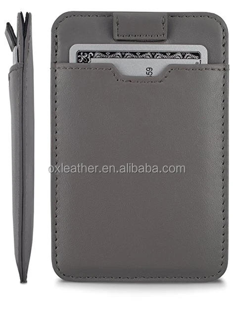 RFID Protection Thin Genuine Leather Card Holder For Up To 12 Cards with Slim Card Sleeve Wallet