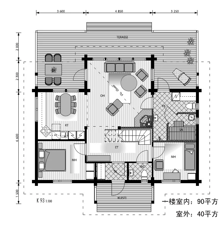 wood material building fast installation two floors log material prefab houses for a big family
