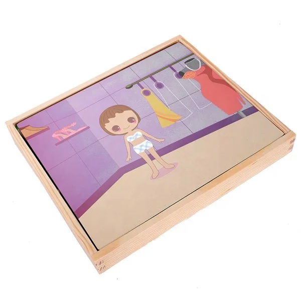 Magnetic Fun Jigsaw  Wooden Puzzle Board Cartoon Educational Drawing Magnetic toys
