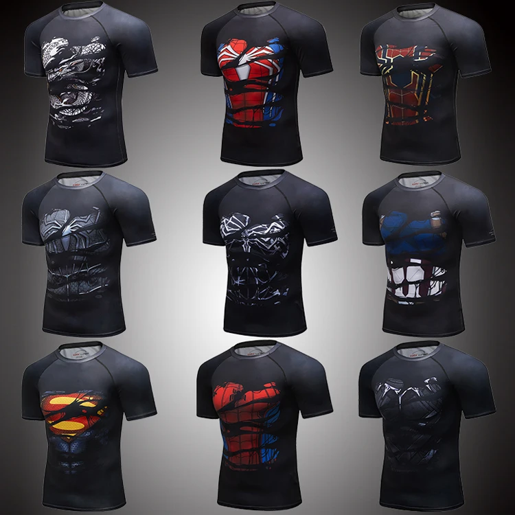 Guangzhou fengrui clothing superhero shirt cody lundin men sports clothes gym shirt