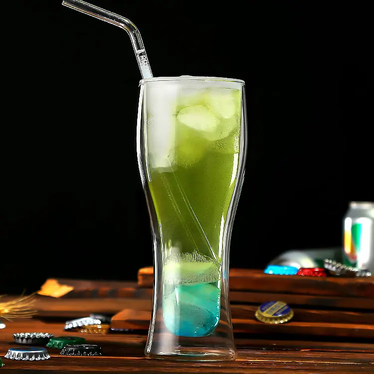 Customized Double Wall Beer Glass Cup Large Insulating Double Walled Glass Craft Beer Glass