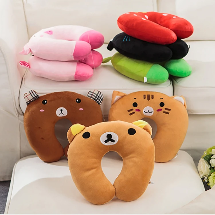 U shaped cute designs animal shaped slow rebound cartoon soft neck travel pillow