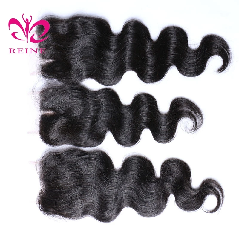 REINE No Mixed No Synthetic Hair 100 Virgin Remy Indian Human Hair Body Wave Bundles With Lace Closure