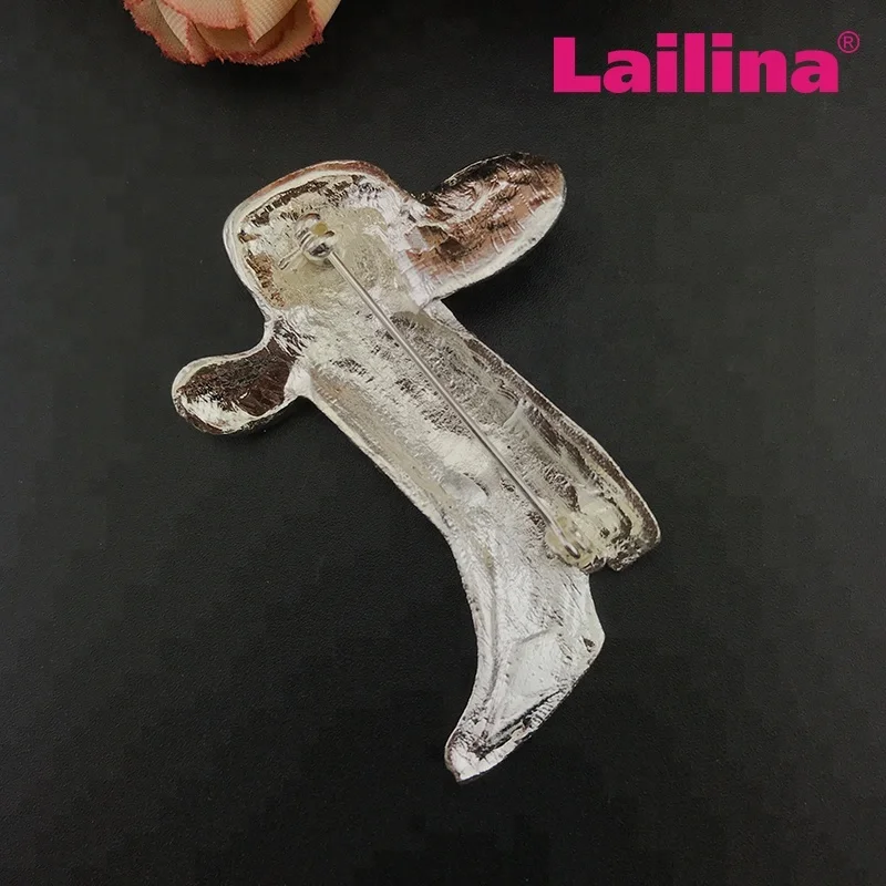 Cowboy Hat crystal  Boot pink rhinestone  broach pin