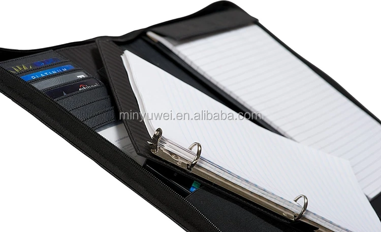 Executive Zippered Padfolio with Removable 3-Ring Binder and Letter Size Writing Pad