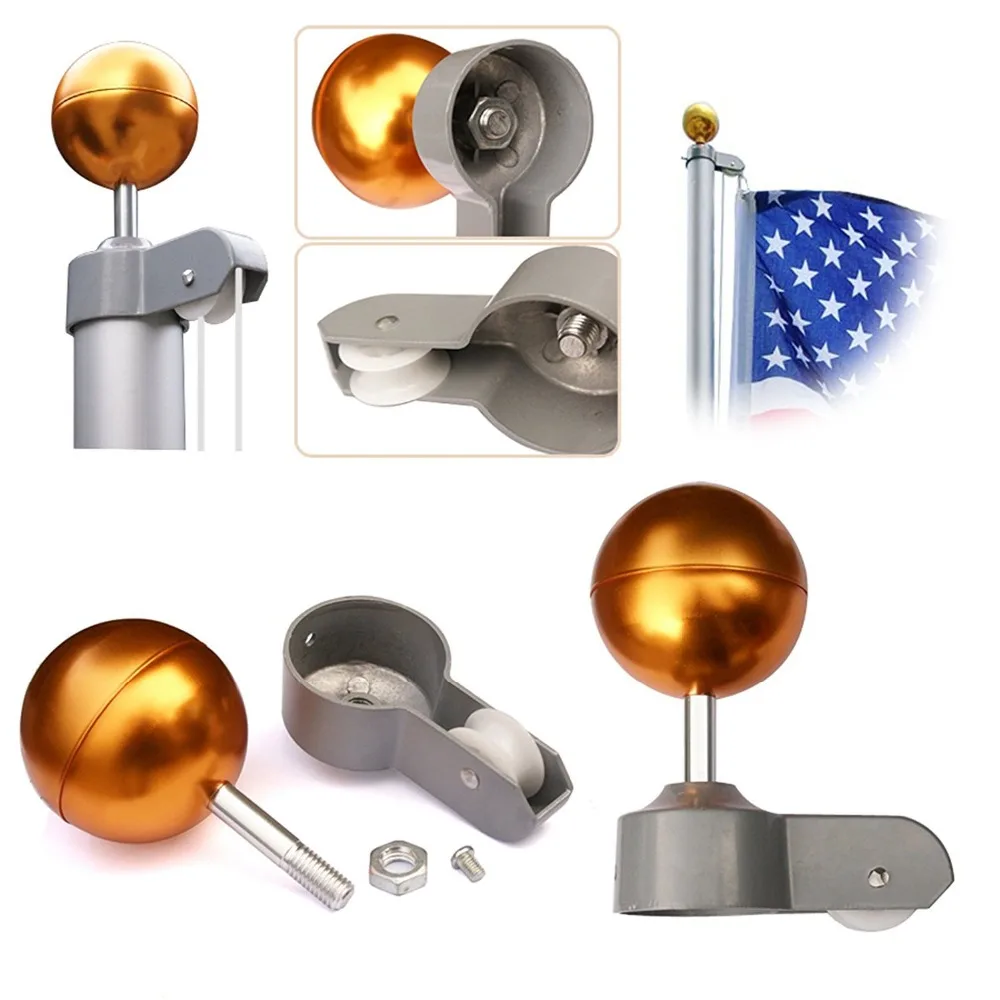 HIght Quality 16 20 25Ft Sectional Flagpole Kit Aluminum Flag Pole for Outdoor with Gold Ball