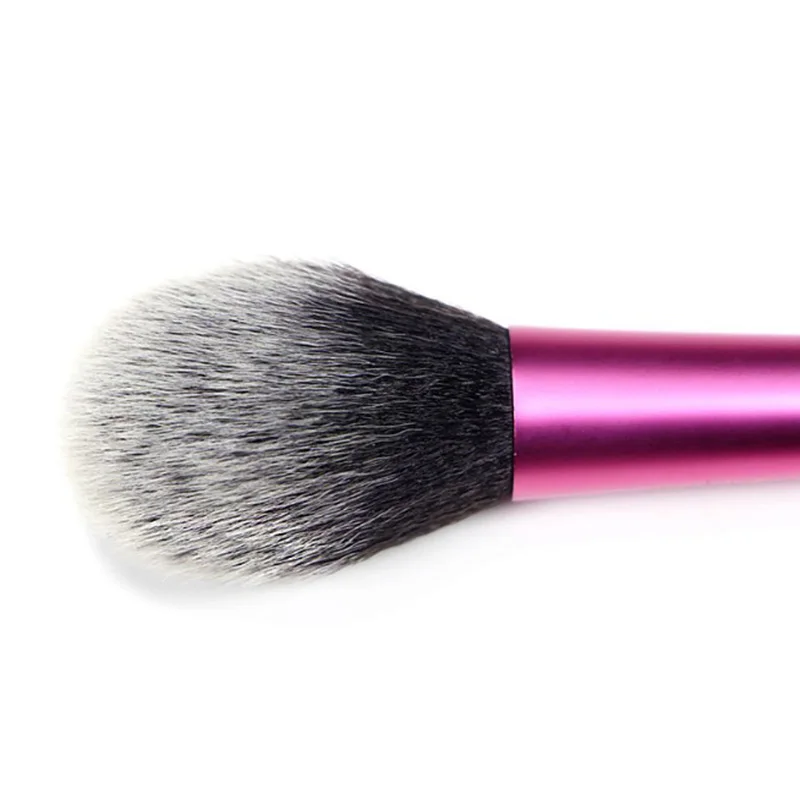 Big Rose Pink Flame Powder Blush Brush Long Aluminum Handle Contour Brush