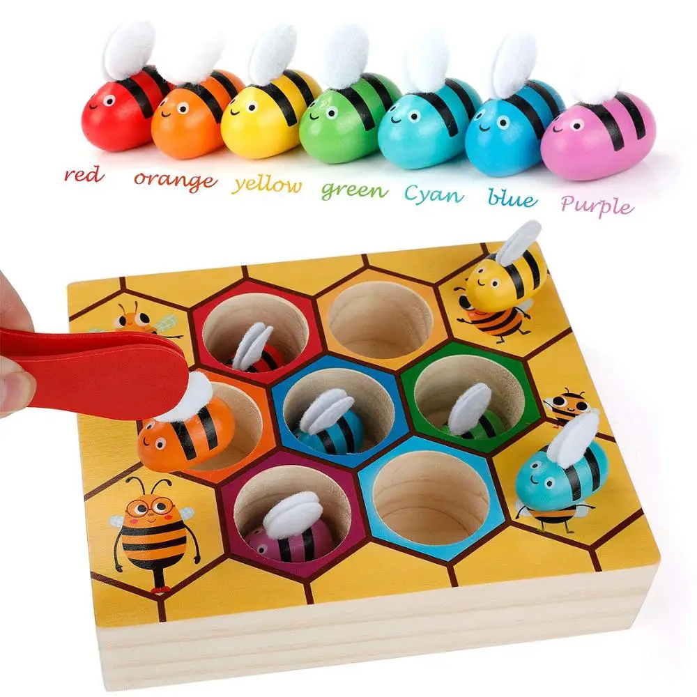 
Beehive and Bees with Clamp Picking Game and Color Matching Practice 
