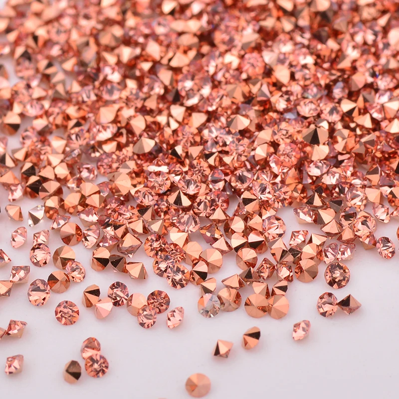 JUNAO 15 Color 1.2mm Gold Rainbow Mini Glass Nail Rhinestone Micro Strass Glitter Crystal Diamond Nail Art Decoration DIY