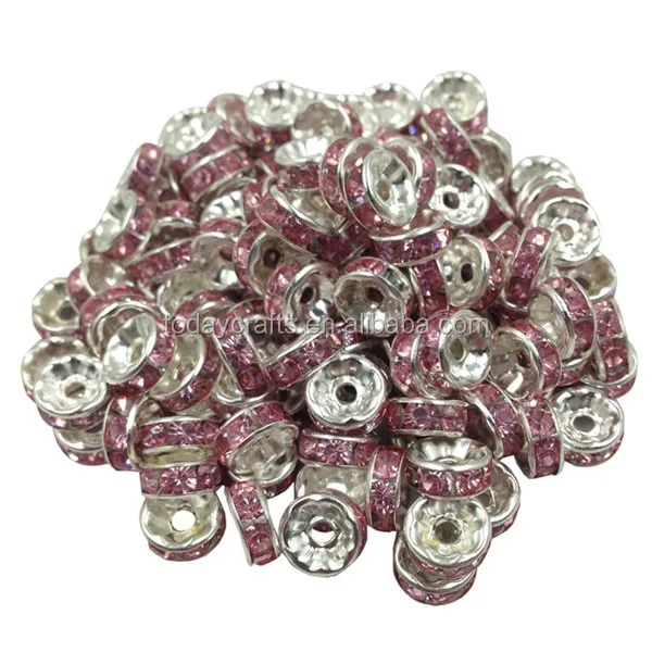 6MM Mixed Crystal Spacer Metal Silver Plated Flat Rondelle Crystal Rhinestone Loose Spacer Beads For DIY Jewelry Making