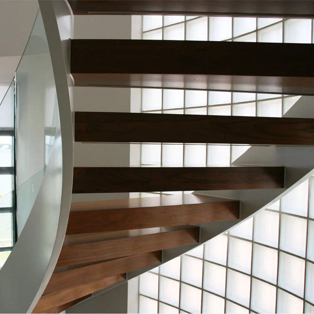
Curved Helical Staircase with Frameless Glass Railing Stainless Steel Balustrade 