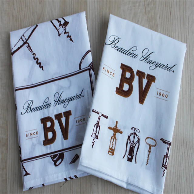 Custom 100% polyester cotton white flour sack kitchen towel sublimation tea towel blank