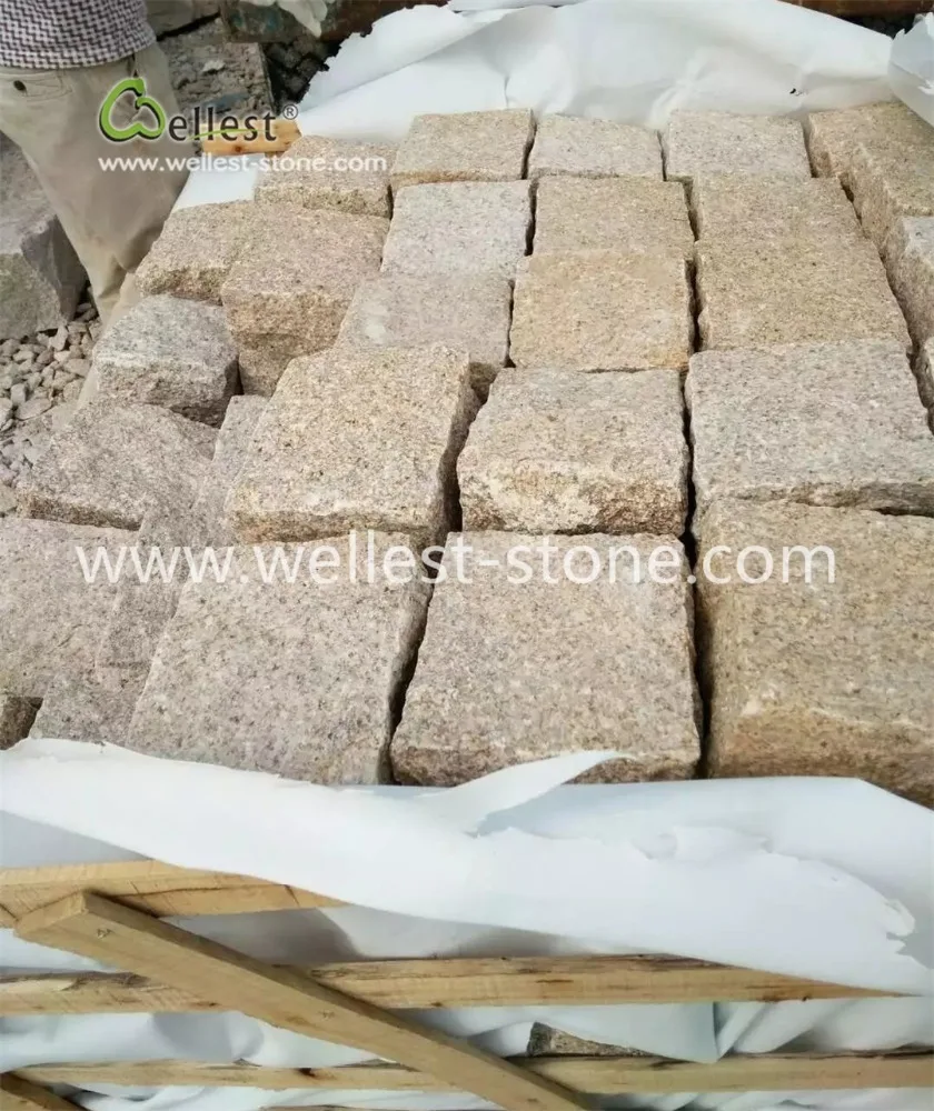 Cheap Price Yellow Granite Setts for Patio Cobblestone Pavers, Driveway Paving
