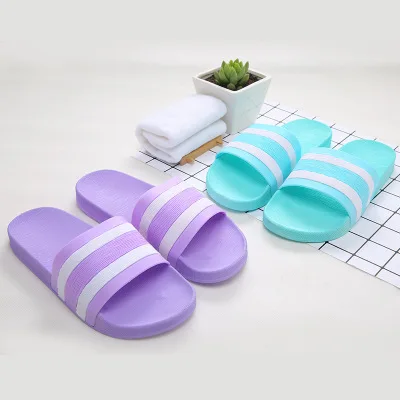 Summer new style couples fashion stripe slippers men bathroom non - slip household slippers women