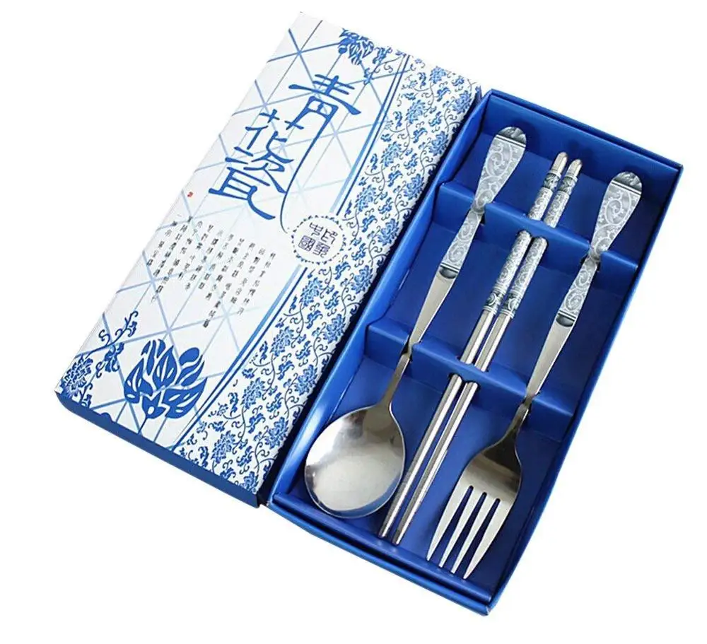 4 шт фарфоровый набор столовых приборов из нержавеющей стали столовые приборы с керамической ручкой в подарочной