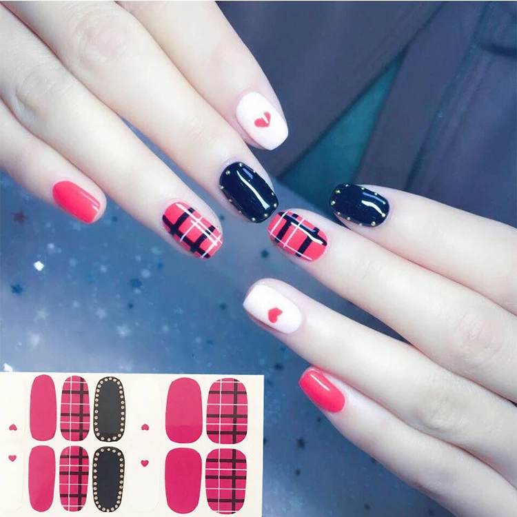 New design custom korean style beauty nail art sticker wraps decorations DIY vinyls adhesive nail glue sticker