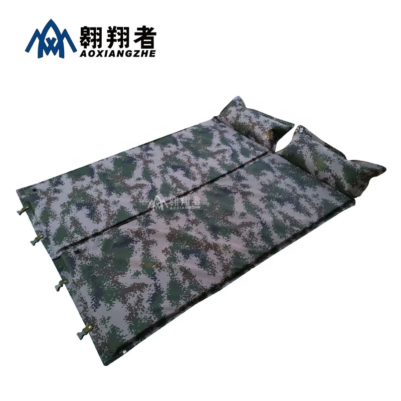 
Cheap custom military camouflage tactical inflatable air pillow top sleeping mat pads for camping 