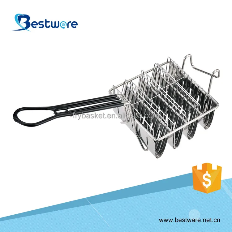 Food Grade Iron Wire and S/S 201 163*165*80mm bread Rectangular Non-stick Taco Fry Basket