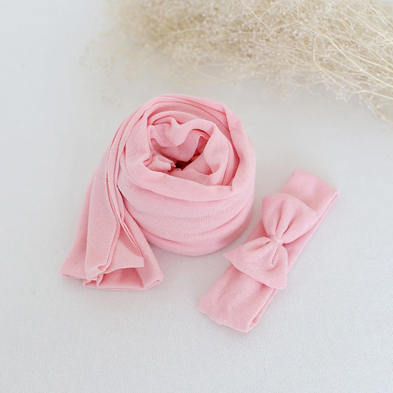 Newborn baby stretch wrap with Tieback set Baby jersey wrap 35x160cm Matching headband set Newborn photography props